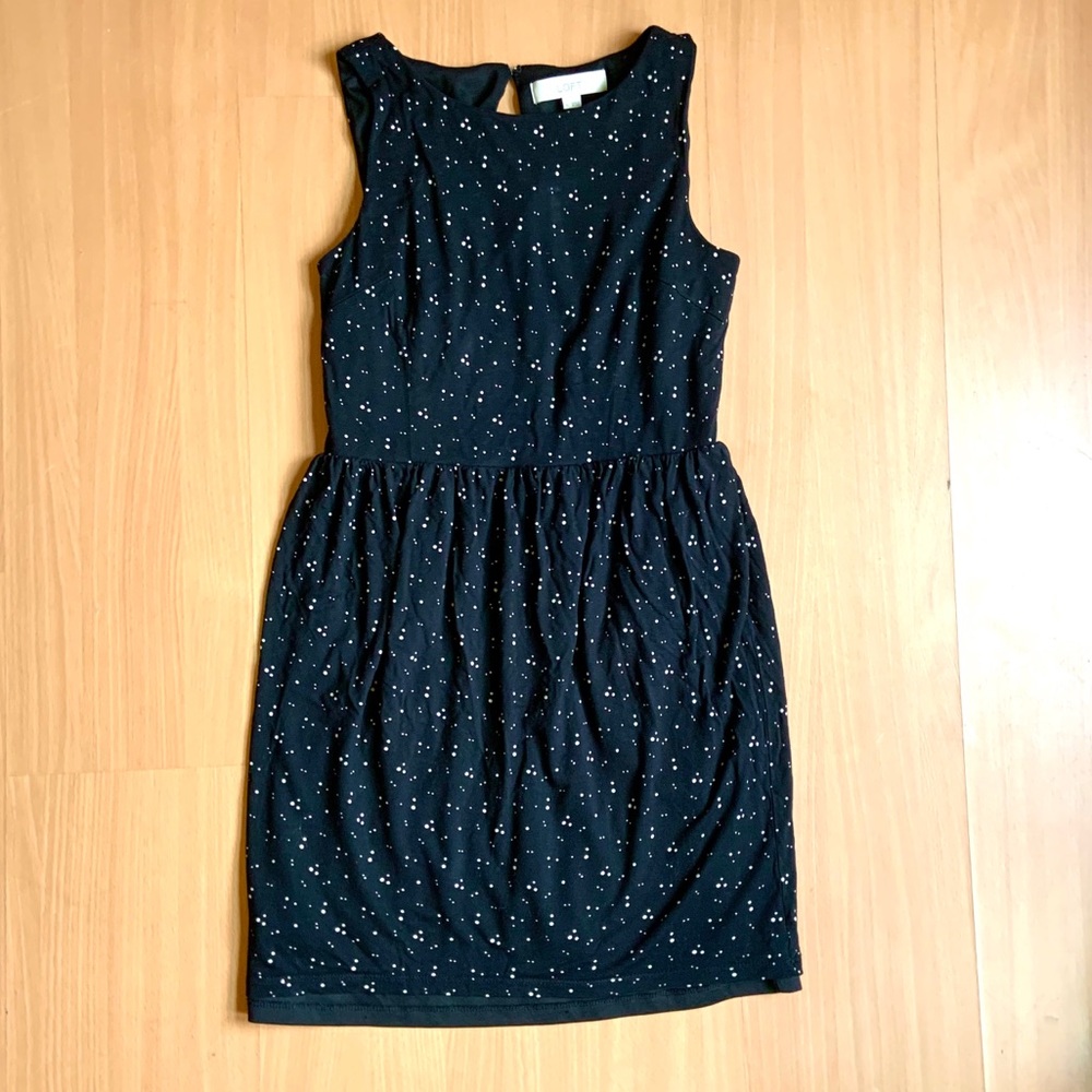 Anne Taylor Loft Dress in Black w/ white dots